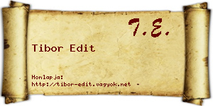 Tibor Edit névjegykártya